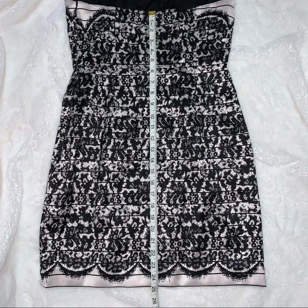 NWOT Tibi Black & Ivory Floral Silk Blend Strapless Dress SZ 8 w/ Measur… - Picture 11 of 16